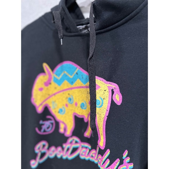 Boot Daddy Women's XS Western Black Buffalo Graphic Hoodie Sweatshirt - Picture 4 of 6